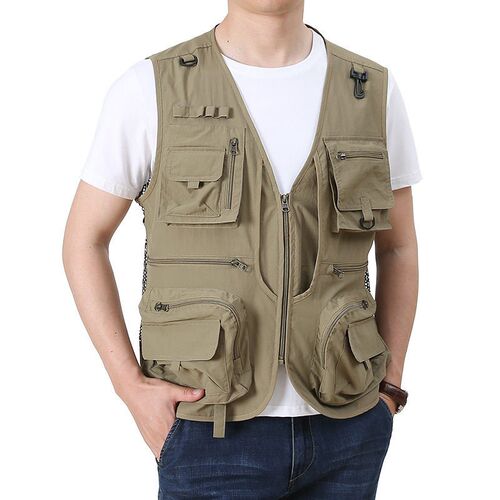 Mens Mesh Multi-pocket Vest Thin Vest Outdoor Fishing Leisu