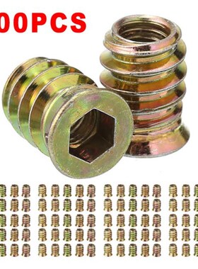100Pcs M6 Threaded Hex Drive Insert Galvanized Carbon Steel
