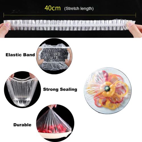 100pcs Disposable Food ver Plastic Wrap Elastic Food Lids Fo