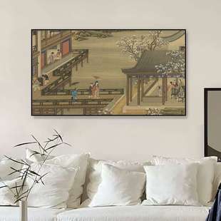 文会图新中式装饰画酒店工装样板间餐厅卧室宋代美学中古客厅挂画