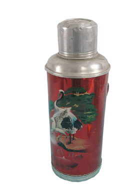 民俗怀旧收藏老物件老竹子暖瓶老保温瓶绿铁皮暖壶农家院装饰摆件