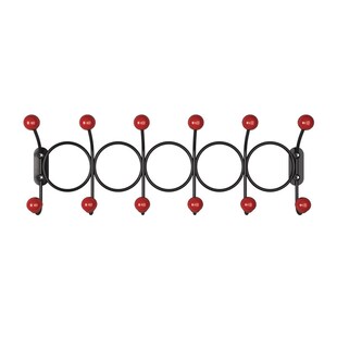 免打孔铁艺木球排钩墙上挂钩粘钩卧室客厅创意挂衣架门后挂衣钩