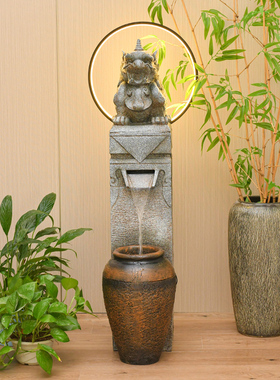 假山石墨流水喷泉办公室内阳台别墅庭院造景观装饰循环水落地摆件