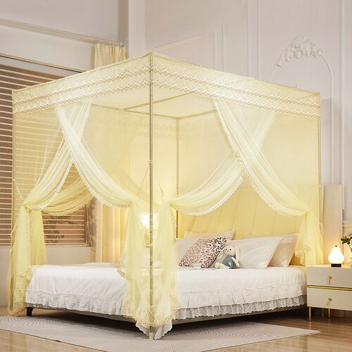 落地宫廷蚊帐2m老式三开门1.5m不锈钢支架1.8m家用公主风加密账纱