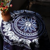 大理非遗扎染纯手工桌布裱框墙画墙布茶桌布茶室装 饰送礼送外国人