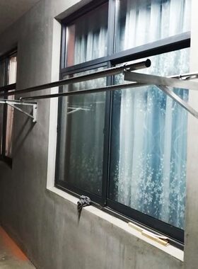 阳台晾衣架固定式室外架单双杆外墙窗外晒热镀锌角铁钢不锈防盗网