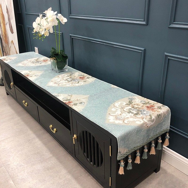 欧式台布电视柜桌布桌旗中式盖布茶几布艺长条桌垫长方形防尘罩