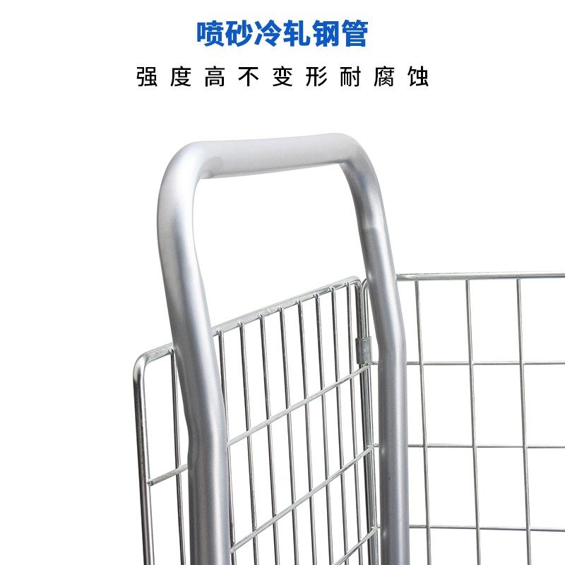 折叠小推车带围栏物流周转车平板车静音搬运车围栏拉货护栏手推车