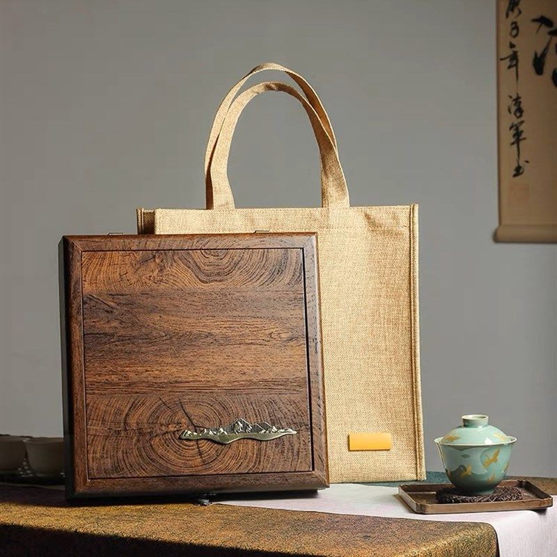 高档仿竹艺普洱茶包装盒福鼎老白茶七子饼200g357g饼单饼礼品空盒