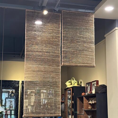 苧麻挂帘草帘玄关隔断定制免打孔帘阳台遮阳帘茶室装饰卷帘拉窗帘