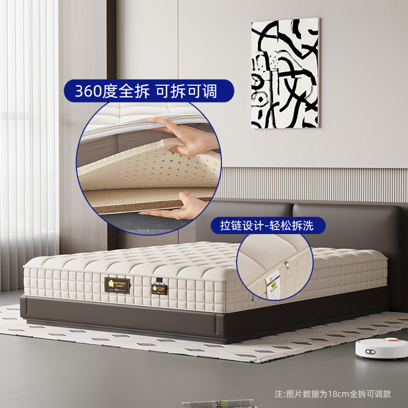 MATTRESS床垫酷布独立袋进口乳胶黄麻无胶水全拆式床垫软硬可调