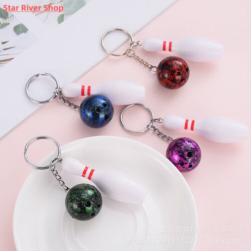 1PC Bowling  Keychains  Sports Car Hangbag Keyring  with Puf