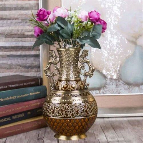 Vintage Antique Flower Carved Metal Vase Luxury Tabletop