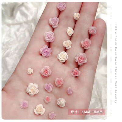 50PCS 3D Mix Sizes Beautiful Blossoming Rose Flowers Resin A