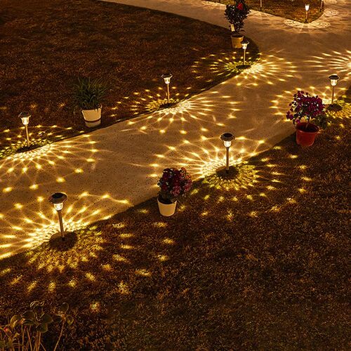2Pcs Flower Projection Lamp LED Solar Lamp for Garden Decora