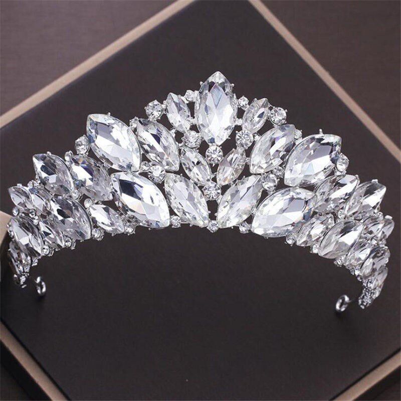 Luxury Princess Headdress Bride Tiara Crown Red Crystal Head