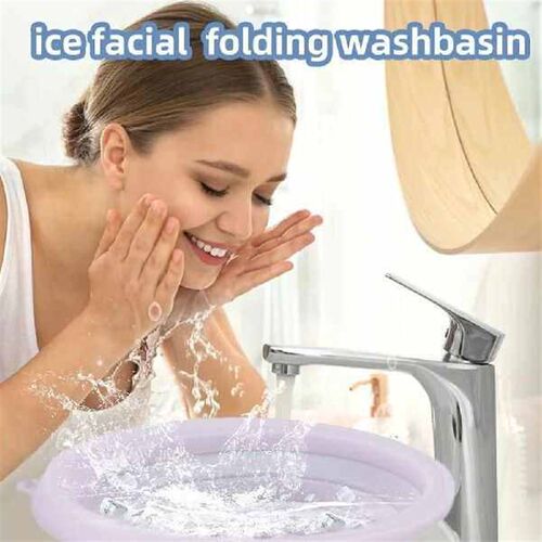 Silicone Face Bowl with Built-in Icetray Collapsible Ice