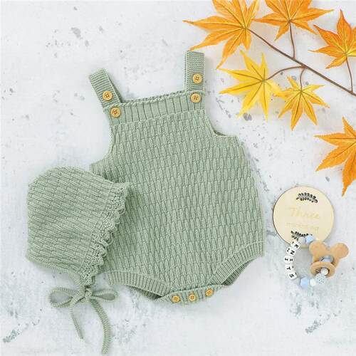 Baby Spring Autumn Clothes Set Knitted Romper Triangle Crotc