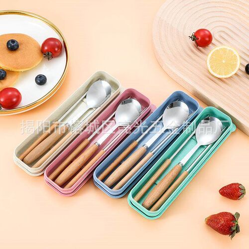 Japanee-tyle tainle teel convenient tableware wooden