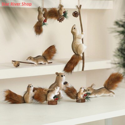 Squirrel Figurine Ornament Decoration For Christmas Tree
