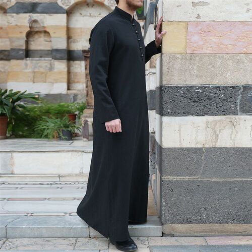 Simple Buttoned Largesized 2025 Solidcolor Middle Eastern Ar