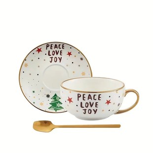 1pc, lovely Christmas suit, coffee cups and saucers, porcela