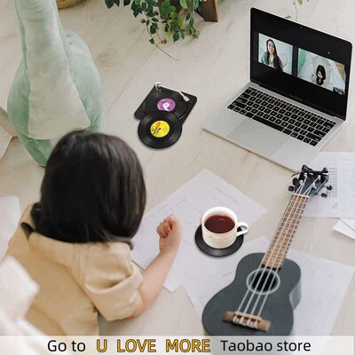 Newest 6Pcs Plastic Retro Vinyl Record Cup Mat Anti-Slip Cof