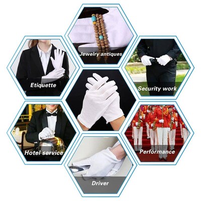 10pcs White Cotton Work Gloves for Dry Hands Handling Film S