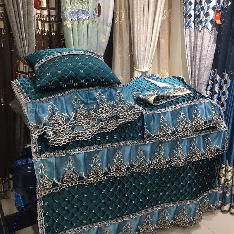 蓝色衬布蕾丝花边沙发垫装饰网纱刺绣花边辅料桌布罩边加长裙边,居家布艺,花边/蕾丝,淘宝优惠券,粉丝福利购,淘宝优惠卷