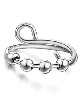 Rotatable Stress Relief AntiAnxiety Pearl Bead Creative Ring