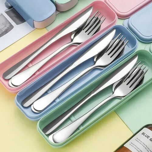 Portable Stainless Steel Cutlery Suit with Storage Box Chops