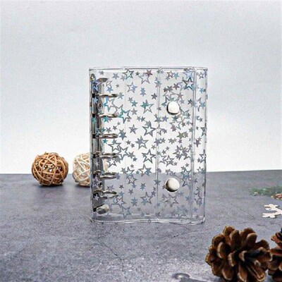 Budget Binder Cover Clear PVC 6 Ring Binder Glitter Star