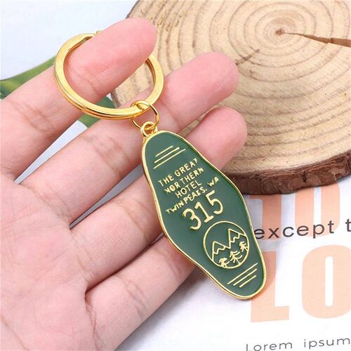 TV Show Twin Peaks Hotel Keychain Metal Green Enamel Great N