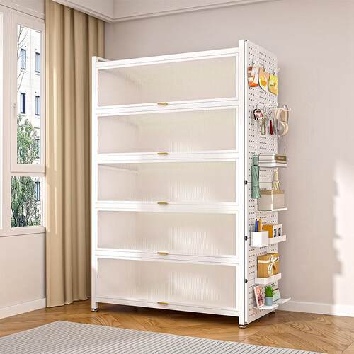 Kitchen storage rack with door and dust-proof storage cabine