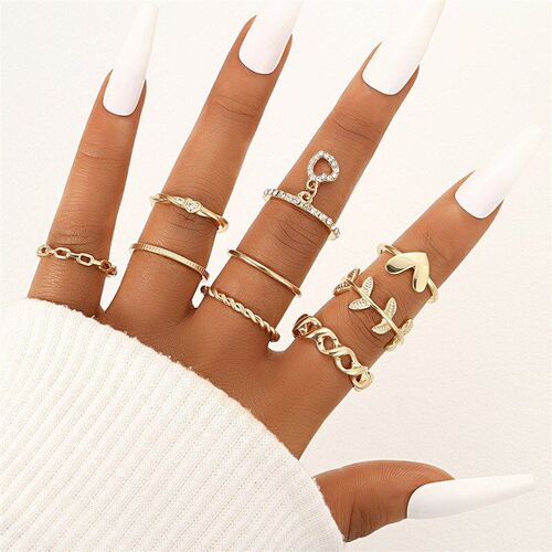 Butterfly Heart Open Rings 22Piece Set Fashionable for Women