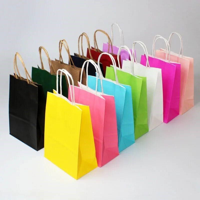 10/30/50pcs DIY Multifunction soft color paper bag with hand - 实物图