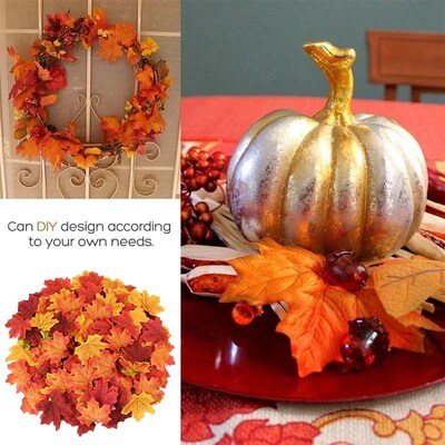 50/200Pcs Artificial Maple Leaves Autumn Silk Fall Leaf For