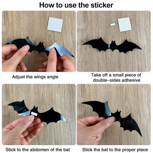 Halloween 3D Black Bat Wall ers For Home Room Indoor Decorat