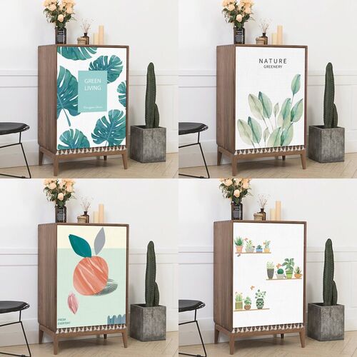 Green Leaf Cabinet Short Curtains Dustproof Half-curtain for