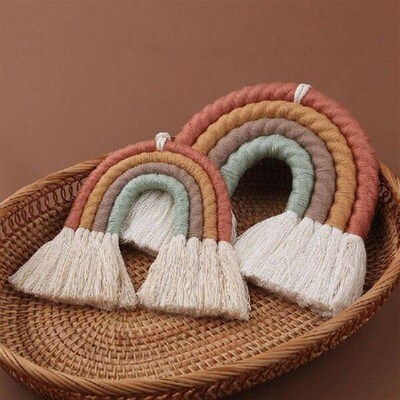 Rainbow Wall Hanging Ornament Handmade Weaving Macrame Home