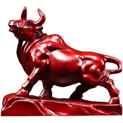 红木牛摆件十二生肖牛气冲天木雕牛摆件办公开业家居装饰红木礼品