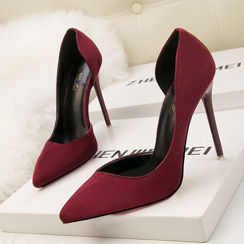 2020 New Woman Pumps Suede High Heels Female Pointed Toe Off