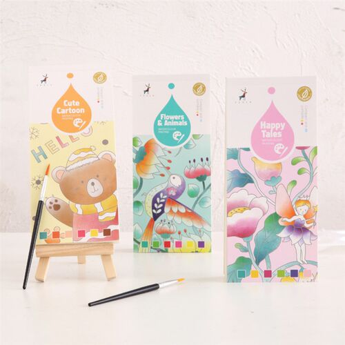 20 Sheets Portable Children Watercolor Painting Book Paint