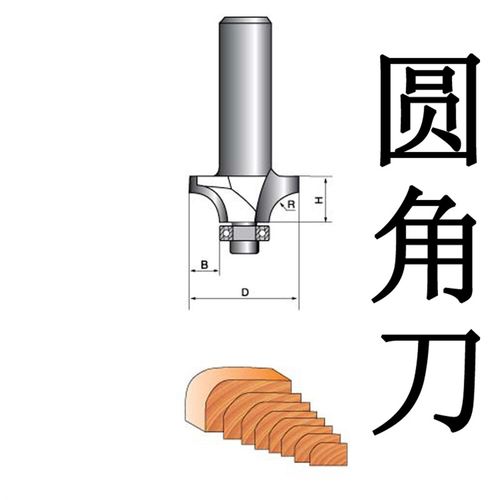 木王圆角刀木工铣刀开槽修边机刀头R倒角刀雕刻机锣刀厘粗柄