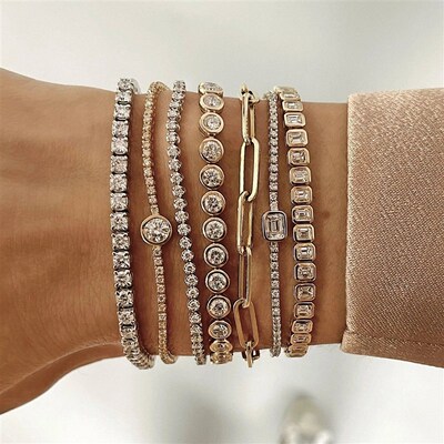 Various Shaped Geometric Bezel Cubic Zirconia 5A CZ Tennis C