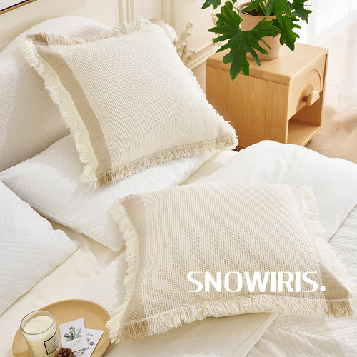 素色侘寂风床尾巾编织针织毯抱枕样板间搭毯高级感装饰毯床