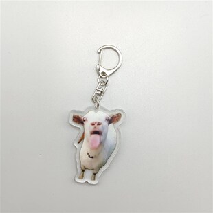 Cat Rambling Huh Confused Memes Keychain Goat Meme