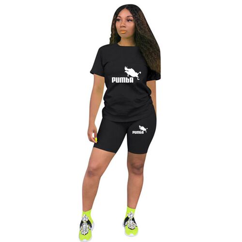 Summer Women Short Sleeve O-Neck Tee Tops+Pencil Shorts Suit