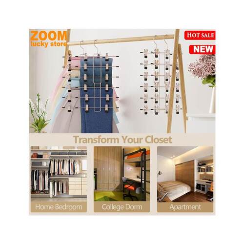 Hangers,Pants Hangers with Clips Saving Hanging Organizer