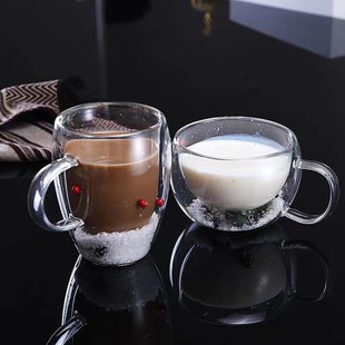 Snow Christmas Double-layer Coffee Cup Gao Peng Silicon Glas